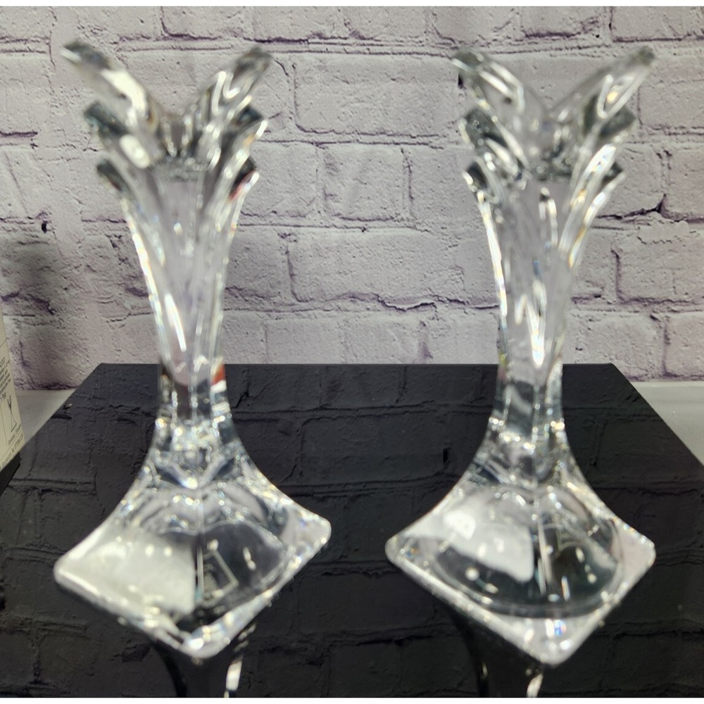 Mikasa 'Deco' Art Deco Heavy Lead Crystal Candle‎ Holders Giftware Unique Style